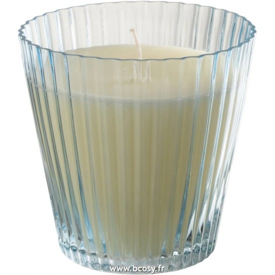 J Line Bougie Caya Cannelures Verre Bleu 120 Heures L14xB14xH14 Jline 13509 by Jolipa 13509