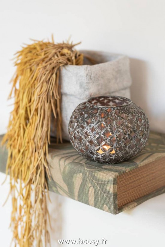 Jolipa J Line Jline Photophore Ajoure Fleur Metal Gris