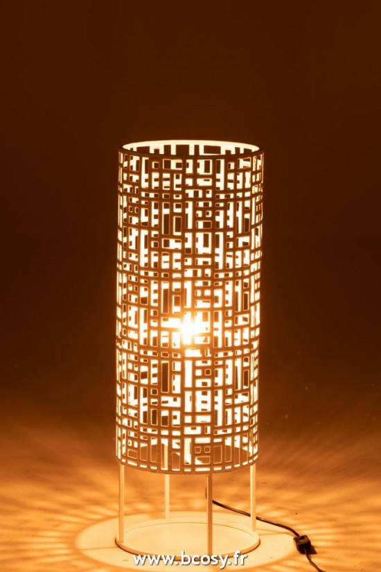 J-Line Lampadaires Lampes Raides Debouts Sur Pied De Sol Jolipa J Line Jline Lampe Ronde Metal Blanc Small