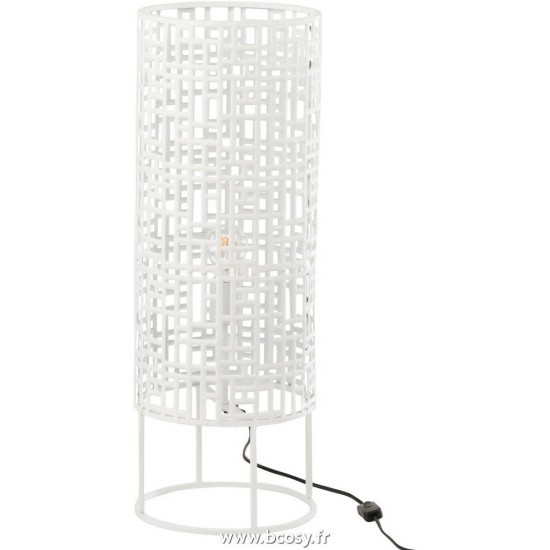 J Line Lampe Ronde Metal Blanc Small L26xB26xH70 Jline 13545 by Jolipa 13545