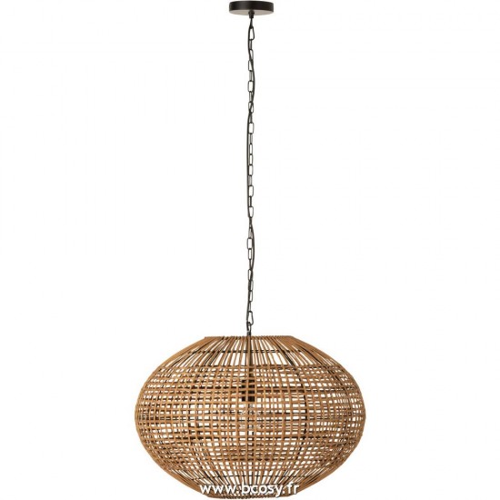 J Line Lampe Suspendue Rotin Metal Marron Noir L61xB61xH46 Jline 13552 by Jolipa 13552