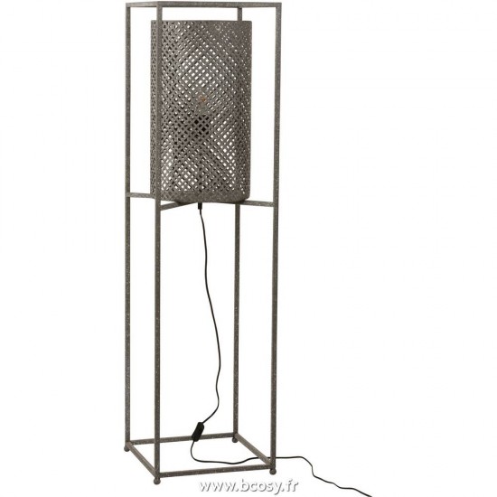 J Line Lampe Droite Ajoure Metal Gris Small L35xB35xH132 Jline 13563 by Jolipa 13563