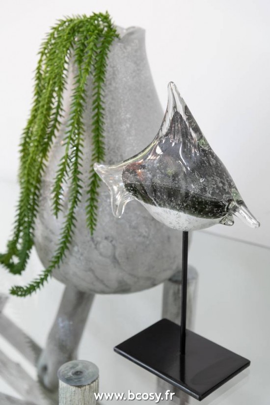 Jolipa J Line Jline Poisson Pied Verre Metal Gris Noir Small