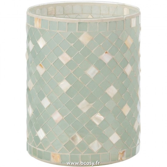 J Line Photophore Miosaiques Droit Verre Gris Nacre Large L15xB15xH20 Jline 13867 by Jolipa 13867