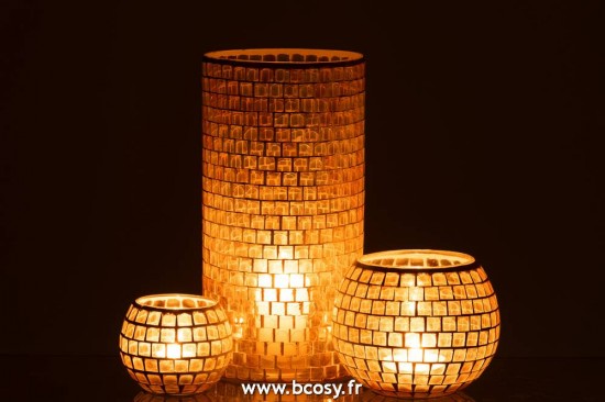 J-Line vases J Line Vase Mosaiques Rond Verre Orange