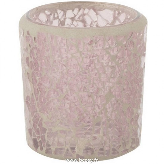 J Line Photophore Mosaiques Droit Verre Rose L5xB5xH7 Jline 13875 by Jolipa 13875