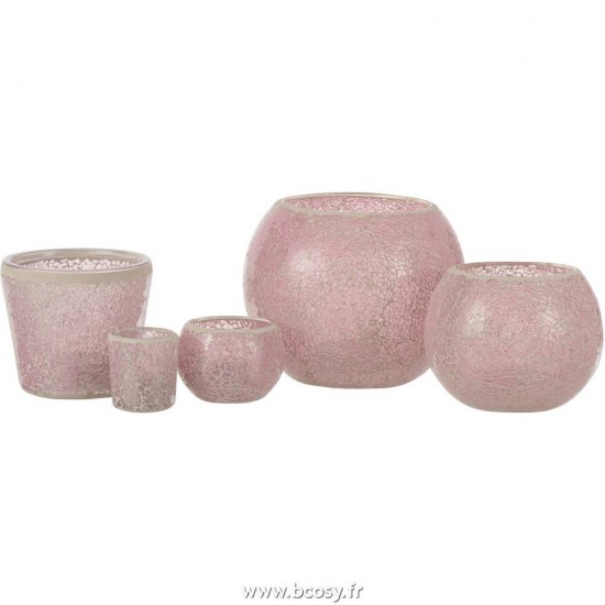 Jolipa J Line Jline Photophore Mosaiques Conique Verre Rose