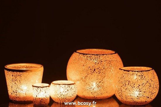 J-Line photophores J Line Photophore Mosaiques Conique Verre Rose