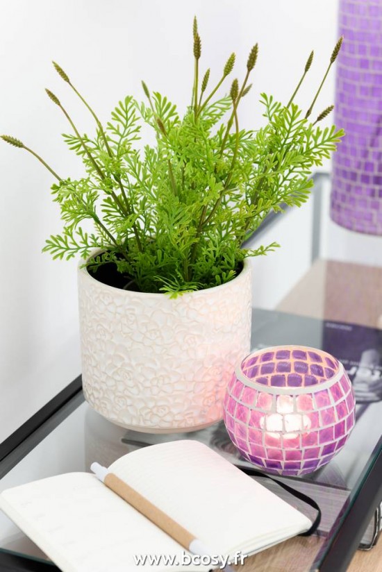 Jolipa J Line Jline Photophore Mosaiques Rond Verre Mauve Small