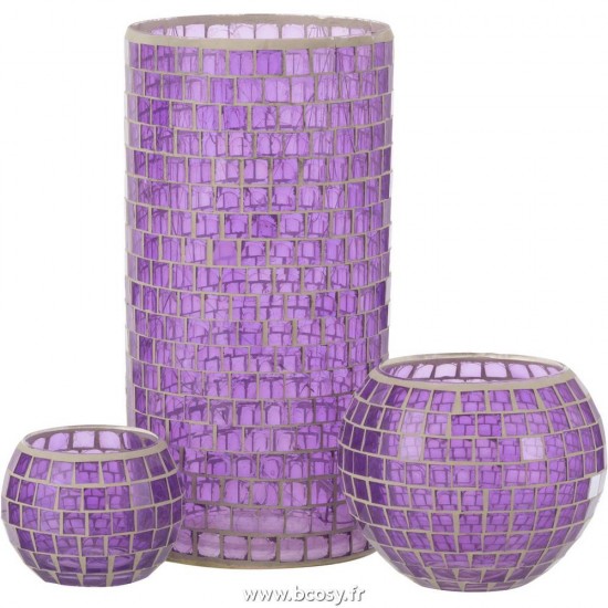 Jolipa J Line Jline Vase Mosaiques Rond Verre Mauve