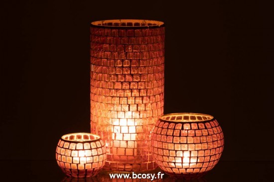 J-Line vases J Line Vase Mosaiques Rond Verre Mauve