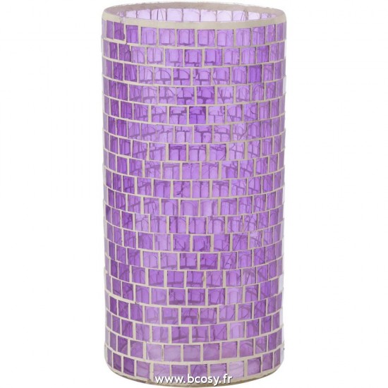 J Line Vase Mosaiques Rond Verre Mauve L15xB15xH30 Jline 13879 by Jolipa 13879