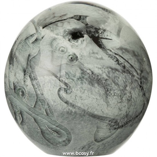 J Line Presse Papier Mix Lignes Verre Blanc Gris Large L12xB12xH12 Jline 13952 by Jolipa 13952