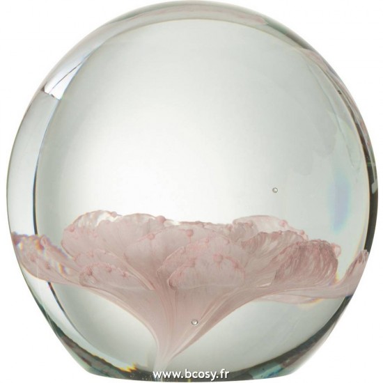 J Line Presse Papier Rose Verre Rose Small L8xB8xH8 Jline 13958 by Jolipa 13958