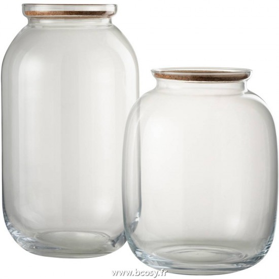 J-Line pots a de provision Jolipa J Line Jline Pot Roxy Decoratif Verre Liege Transparent Large