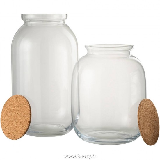 Jolipa J Line Jline Pot Roxy Decoratif Verre Liege Transparent Large