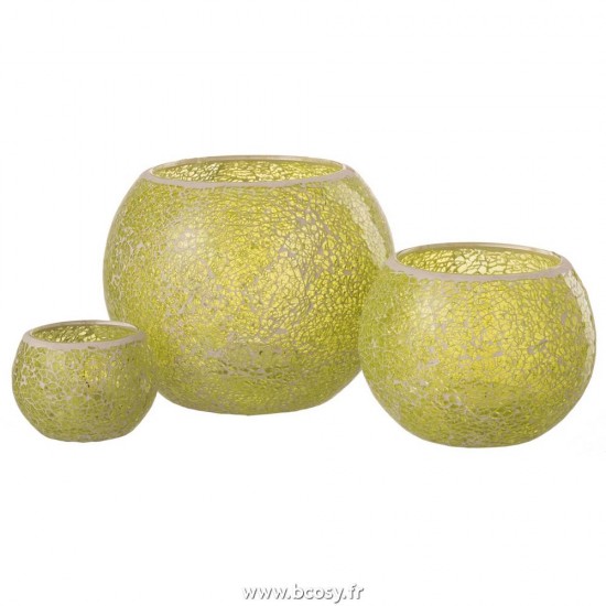 Jolipa J Line Jline Photophore Mosaiques Rond Verre Jaune Large