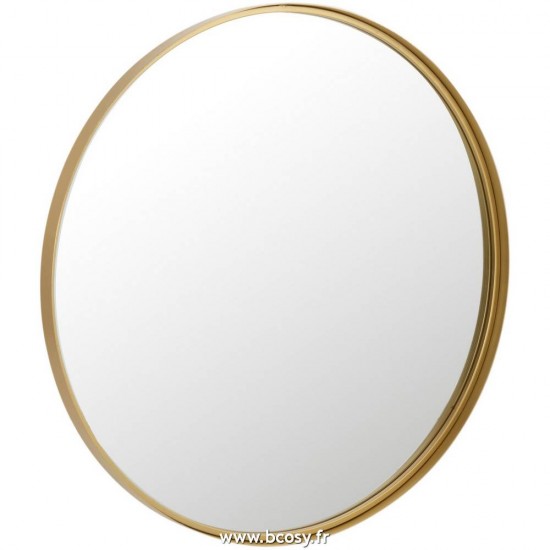 J Line Miroir Rond Bord Haut Metal Verre Or Medium L80xB80xH4 cm JLine 15187 by Jolipa 15187.