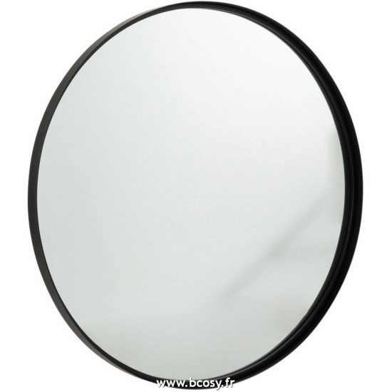 J Line Miroir Rond Bord Haut Metal Verre Noir Medium L80xB80xH4 cm Jline 15208 by Jolipa 15208