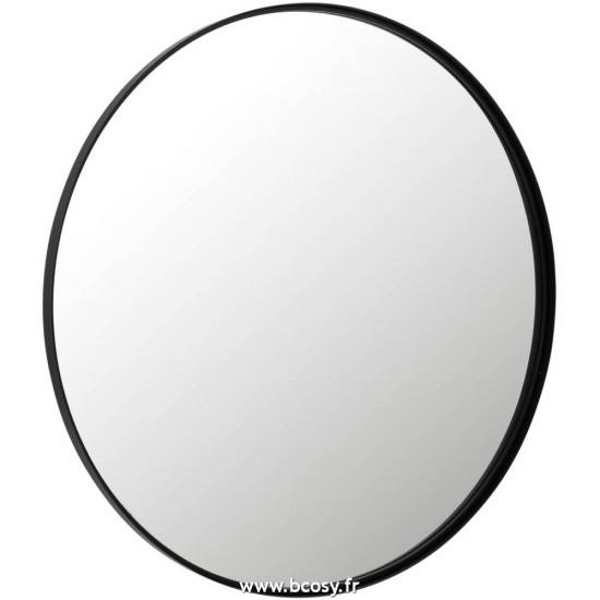J Line Miroir Rond Bord Haut Metal Verre Noir Large L110xB110xH4 cm Jline 15209 by Jolipa 15209