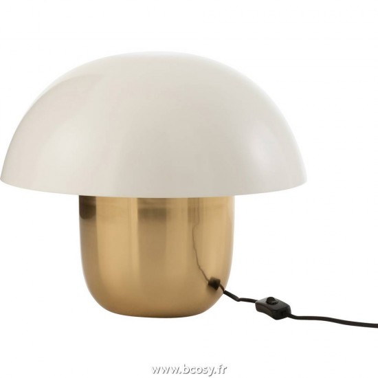 J Line Lampe Champignon Metal Blanc Or Small L40xB40xH40 cm Jline 15655 by Jolipa 15655