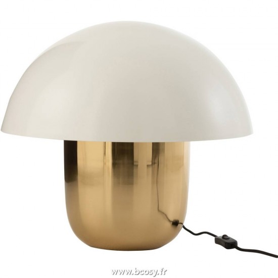 J Line Lampe Champignon Metal Blanc Or Large L50xB50xH44 cm Jline 15656 by Jolipa 15656