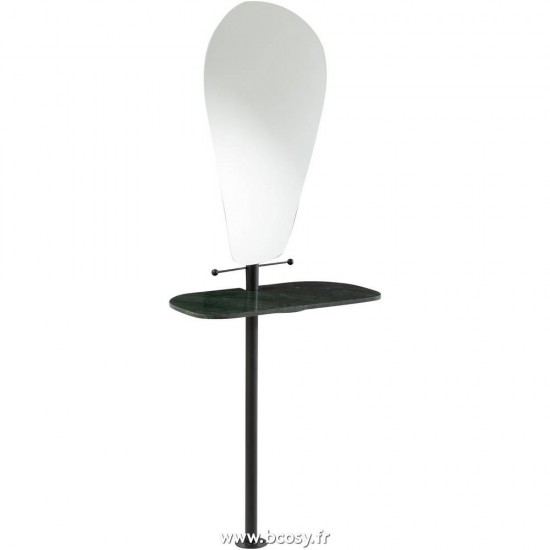 J Line Miroir + Planche Mural Marbre Metal Verre Vert Noir L66xB38xH169 cm Jline 15686 by Jolipa 15686