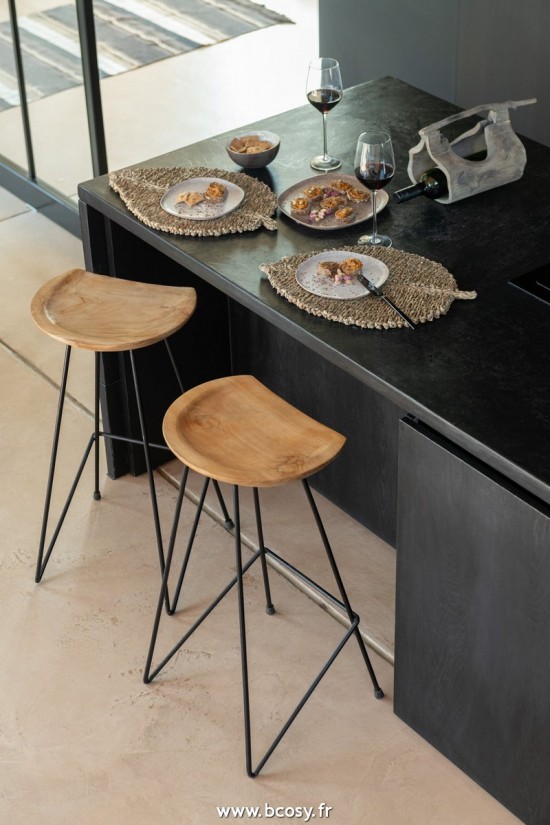 J-Line Sedia Bar Teak Legno/Ferro Naturale