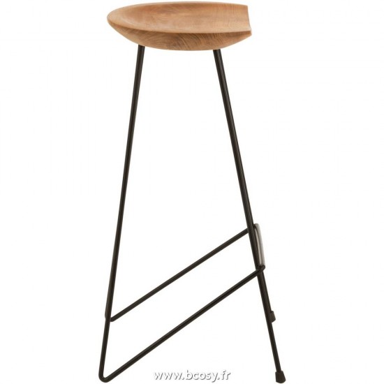 J-Line chaises tabourets de bar Jolipa J Line Jline Chaise De Bar Teck Bois Metal Naturel