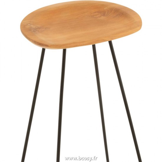 J-Line chaises tabourets de bar J Line Chaise De Bar Teck Bois Metal Naturel