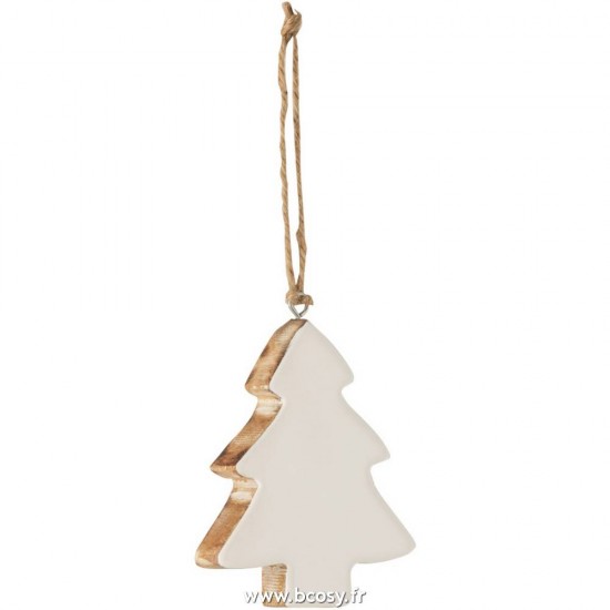 J Line Sapin De Noel Suspendu Bois De Manguier Blanc Small L11xB9xH2 cm Jline 15902 by Jolipa 15902