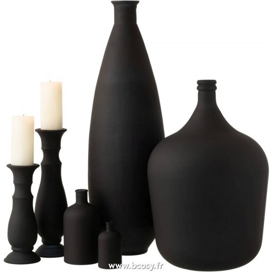 J-Line vases Jolipa J Line Jline Vase Ovale Verre Mat Noir