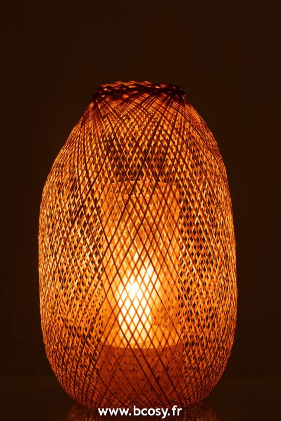 J-Line lanternes photophores Jolipa Jline Lanterne Hazel Bambou Naturel Small