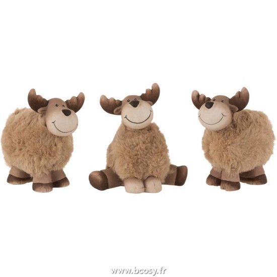 J Line Elan Ceramique Marron Medium L11xB8xH13 cm JLine 16675 by Jolipa 16675 Assortiment de 3 pcs.