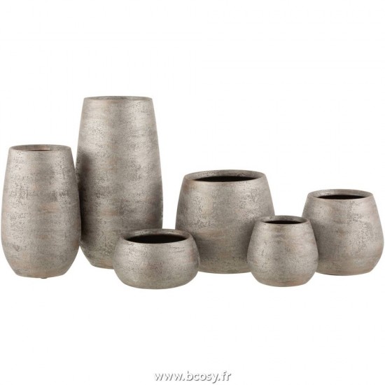 J-Line J Line Grands vases Grand vase Vases hauts Vase haut. Jolipa Vase Irregulier Rugueux Ceramique Argent Large.
