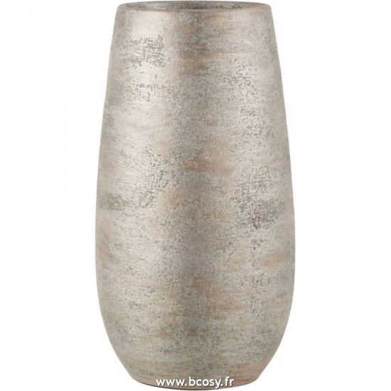 J Line Vase Irregulier Rugueux Ceramique Argent Large L22xB22xH40 cm JLine 17854 by Jolipa 17854.