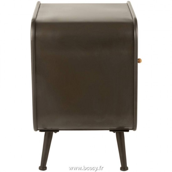 J-Line tables de nuit chevet Jolipa J Line Jline Table Gigogne 1 Tiroir Metal Bois Noir Naturel