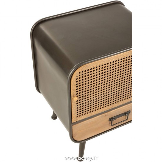 J-Line tables de nuit chevet J Line Table Gigogne 1 Tiroir Metal Bois Noir Naturel