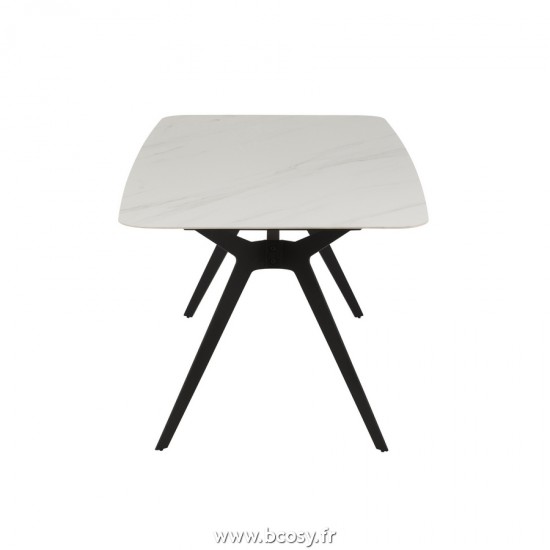 J-Line tables a manger de repas Jolipa J Line Jline Table Rectangulaire Metal Porcelaine Blanc