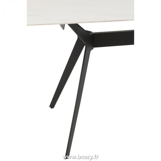 Jolipa J Line Jline Table Rectangulaire Metal Porcelaine Blanc