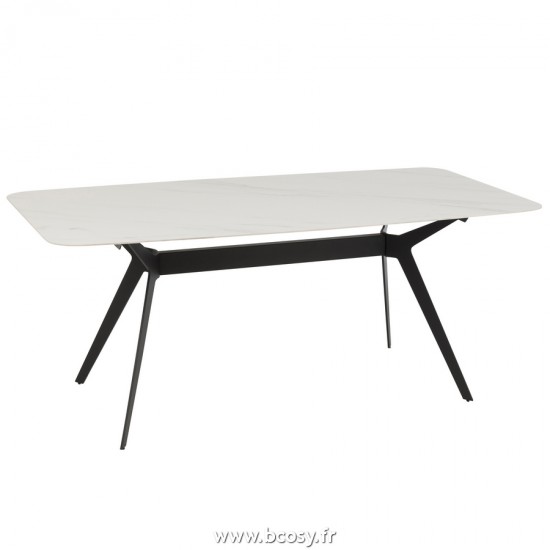 J Line Table Rectangulaire Metal Porcelaine Blanc L180xB90xH74 cm Jline 20322 by Jolipa 20322