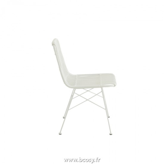 J-Line chaises de repas Jolipa J Line Jline Chaise D Exterieur Rachel Metal Plastique Blanc
