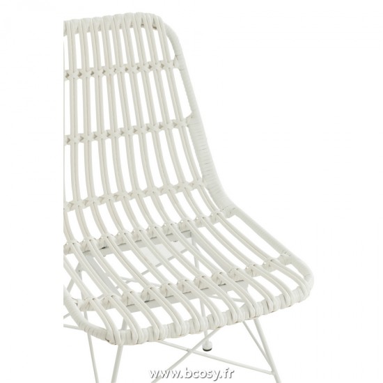 J-Line chaises de repas J Line Chaise D Exterieur Rachel Metal Plastique Blanc