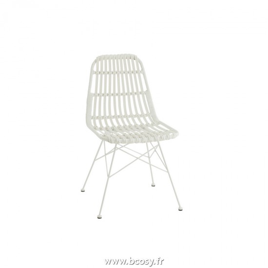 J Line Chaise D'Exterieur Rachel Metal Plastique Blanc L47xB57xH86 cm Jline 20343 by Jolipa 20343
