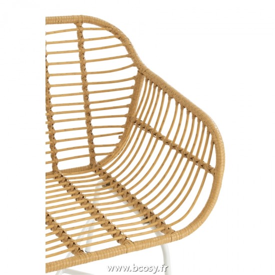 J-Line chaises de repas J Line Chaise D Exterieur Rachelle Metal Plastique Nature Blanc