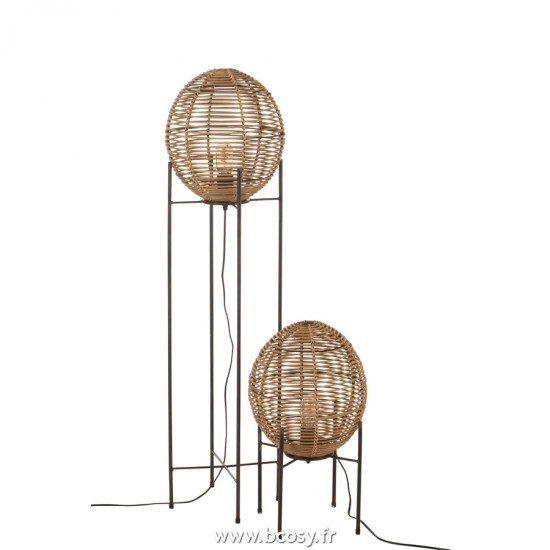 Jolipa J Line Jline Lampe Sur Pied Avec Cadre Metal Rotin Naturel
