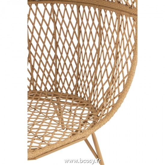 J-Line chaises lounges J Line Chaise Lounge Coussins Eva Metal Roseau Beige