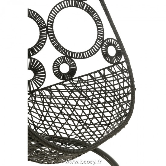 J-Line chaise suspendue oeuf J Line Fauteuil Suspendu Coussins Bula Metal Roseau Noir