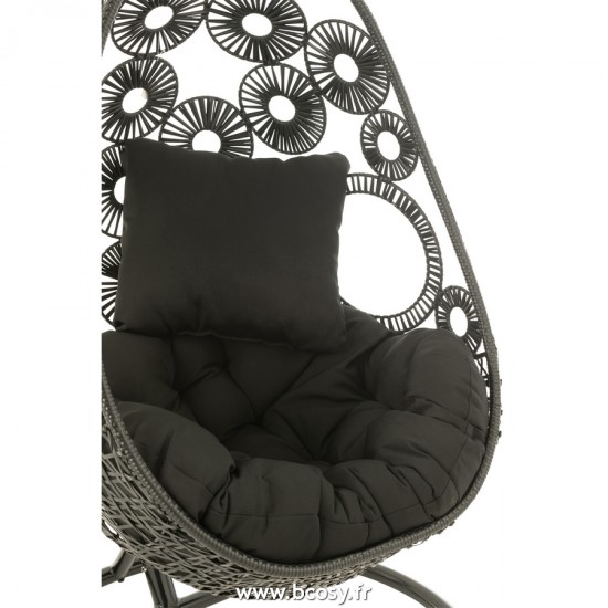 J-Line Sedia Da Sospendere + Cuscini Bula Metallo/Rosa Nero