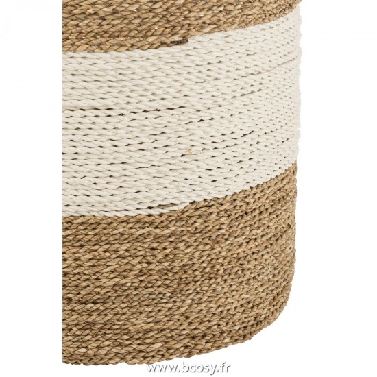 J-Line paniers de rangement Jolipa J Line Jline Set De 3 Paniers Zostere Blanc Naturel